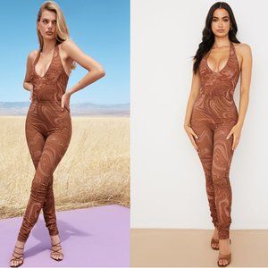 House of CB ‘Sabine’ Cocoa Swirl Halter Bodysuit and Leggings Set